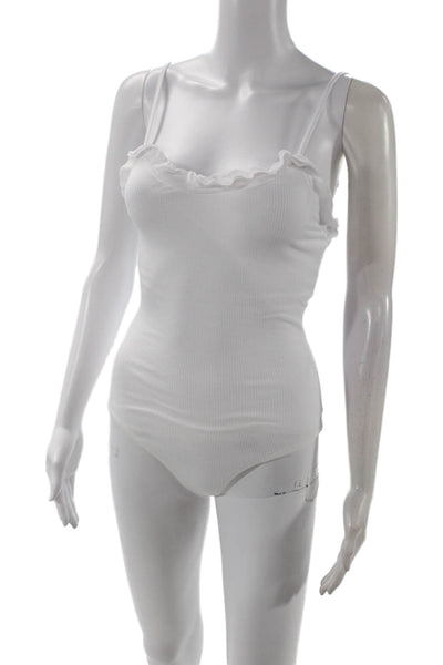 By The Way Womens Scoop Neck Sleeveless Bodysuit White Rayon Polyester Size XS