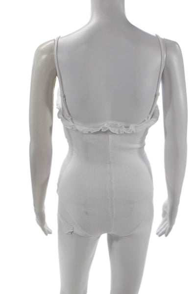 By The Way Womens Scoop Neck Sleeveless Bodysuit White Rayon Polyester Size XS