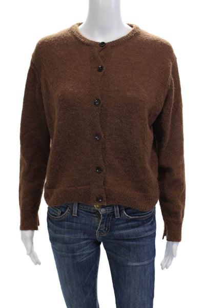 Zara Unisex Cardigan Sweater Brown Button Crew Neck Long Sleeve Size S