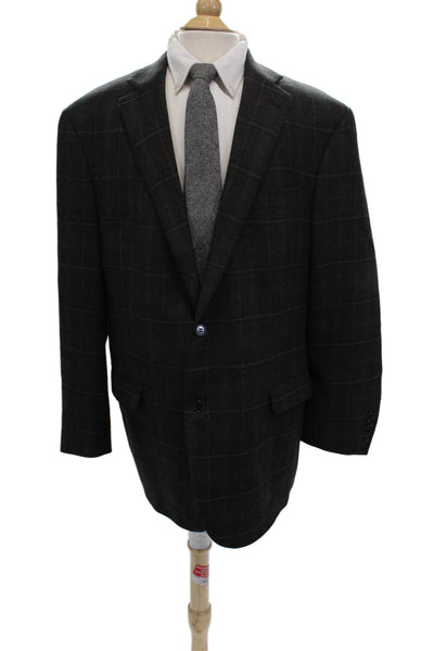 Hart Schaffner Marx Men Classic Dark Gray Check Blazer Size 48