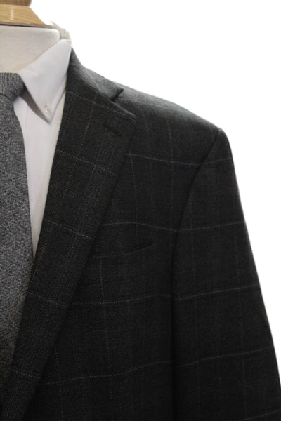 Hart Schaffner Marx Men Classic Dark Gray Check Blazer Size 48