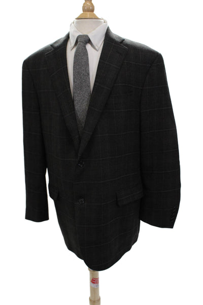 Hart Schaffner Marx Men Classic Dark Gray Check Blazer Size 48