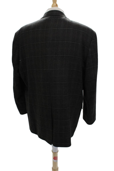 Hart Schaffner Marx Men Classic Dark Gray Check Blazer Size 48