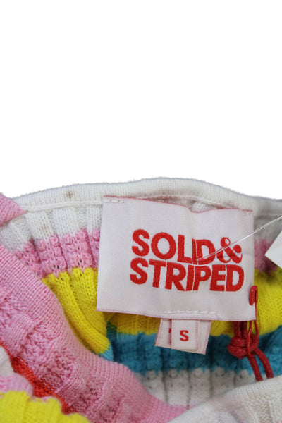 Solid & Striped Women Cropped Tank Square Neck Striped Cotton Multicolor Size S