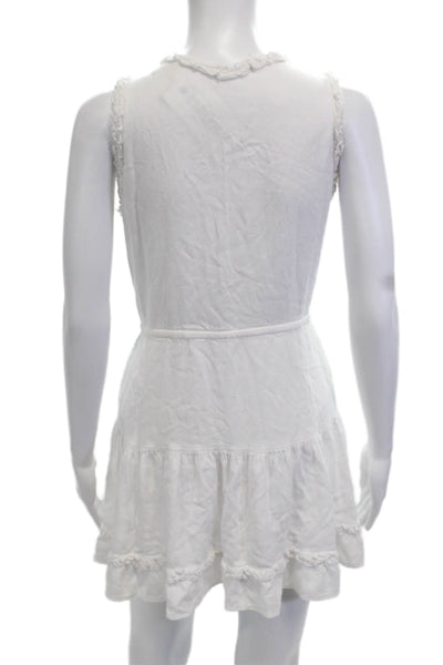 Walker & Wade Women Mini Sundress White Rayon V-Neck Sleeveless Size S