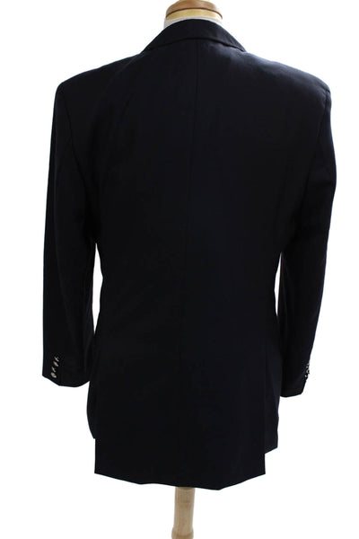 BOSS Mens Virgin Wool Dark Blue Blazer Button Collared Size M