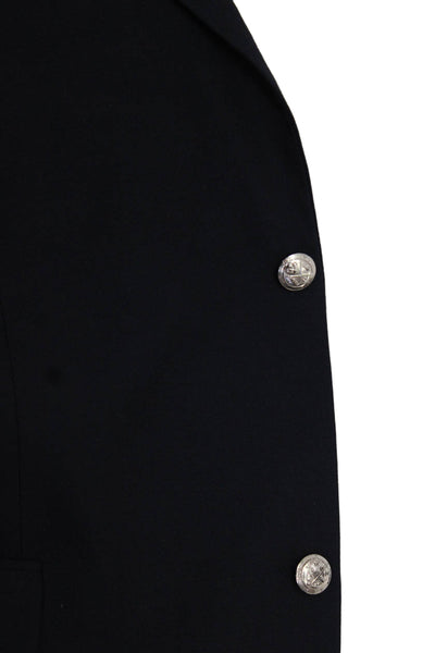 BOSS Mens Virgin Wool Dark Blue Blazer Button Collared Size M