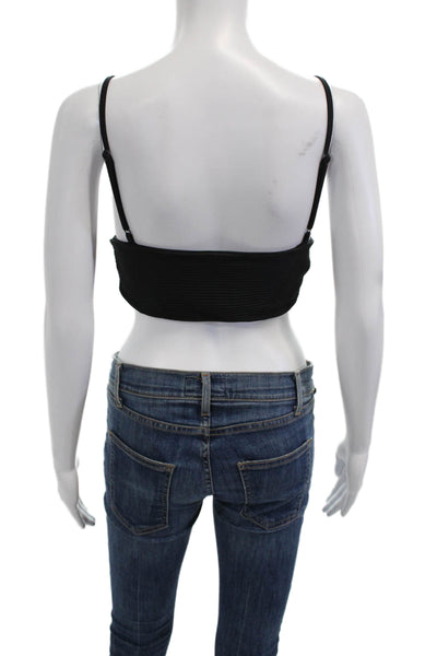 MNG Womens Silk V-Neck Cropped Camisole Black Size S