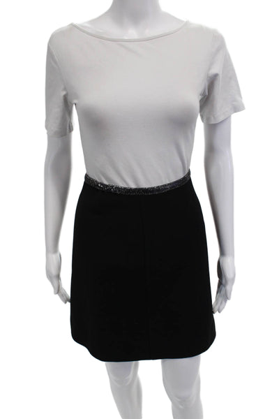 Courreges Women A-Line Mini Skirt Black Wool Size 36