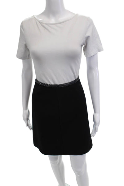 Courreges Women A-Line Mini Skirt Black Wool Size 36