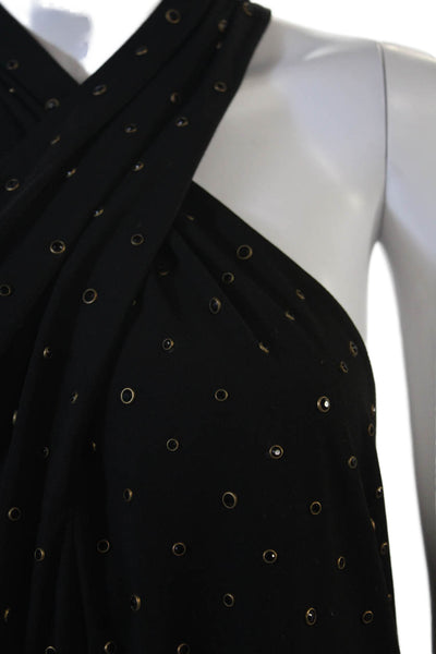Kobi Halperin Womens Sleeveless Polka Dot Tank Black Zip Size M