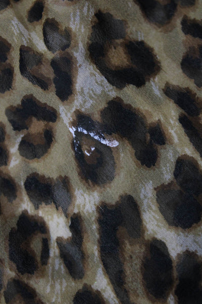 Veronica Beard, Women Beige Silk Animal Print Button Long Sleeve Blouse Size 10