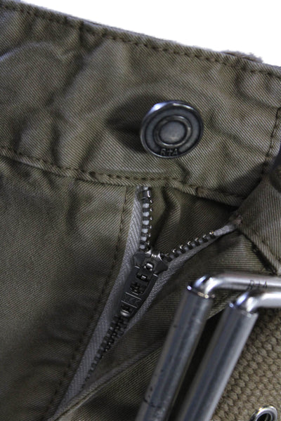 R+A Mens Cargo Khaki Pants Brown Buckle 97% Cotton Size S