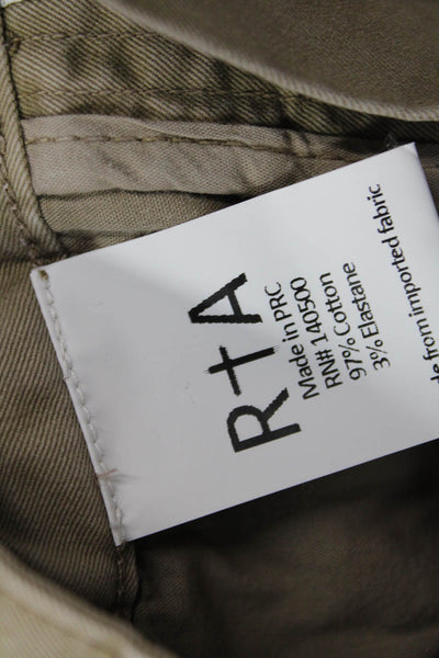 R+A Mens Cargo Khaki Pants Brown Buckle 97% Cotton Size S