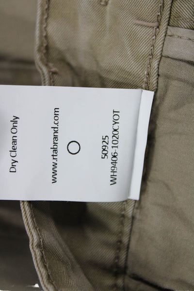 R+A Mens Cargo Khaki Pants Brown Buckle 97% Cotton Size S