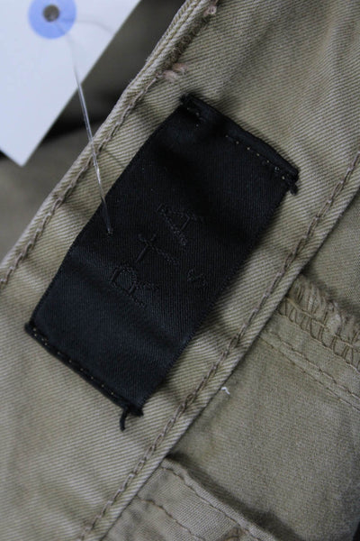 R+A Mens Cargo Khaki Pants Brown Buckle 97% Cotton Size S
