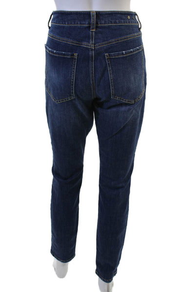 Cabi Women Skinny Ankle Jeans Dark Blue Mid Rise Button Size 6