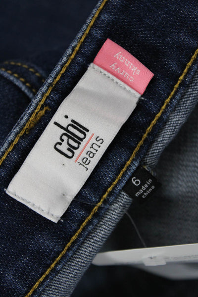 Cabi Women Skinny Ankle Jeans Dark Blue Mid Rise Button Size 6