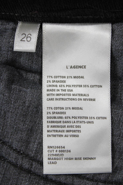 L Agence Womens Ankle Skinny Black Jeans Size 26