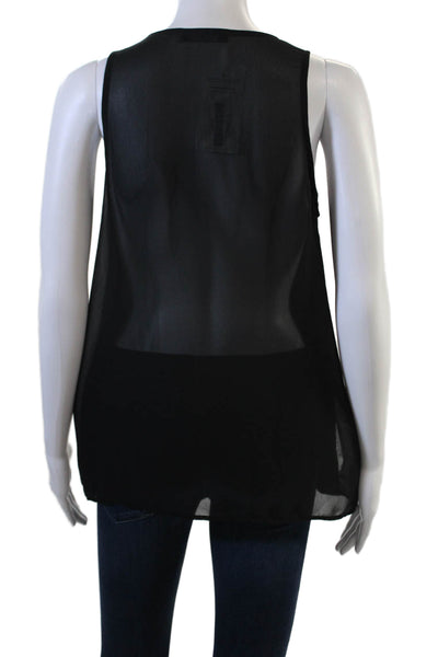 Solemio Womens V-Neck Sleeveless Tank Black 100% Polyester Size M