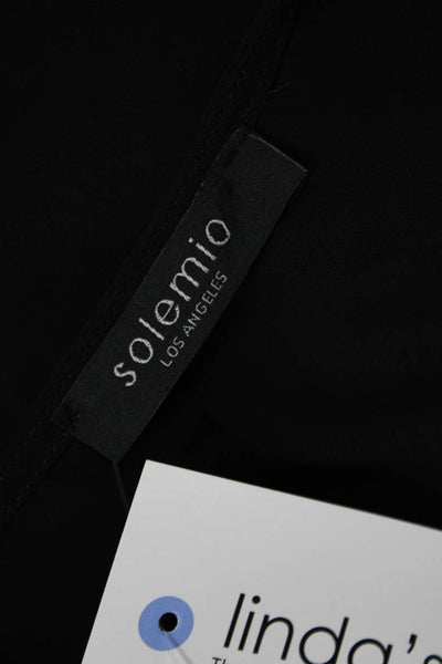 Solemio Womens V-Neck Sleeveless Tank Black 100% Polyester Size M