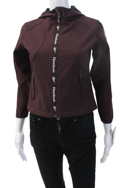 Reebok Women Purple Windbreaker Zip High Neck Size S