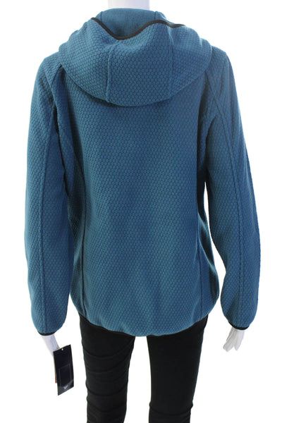 Reebok Women Full-Zip Hoodies Blue Geometric Polyester Long Sleeve Size S