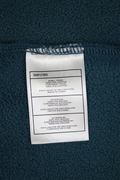 Reebok Women Full-Zip Hoodies Blue Geometric Polyester Long Sleeve Size S
