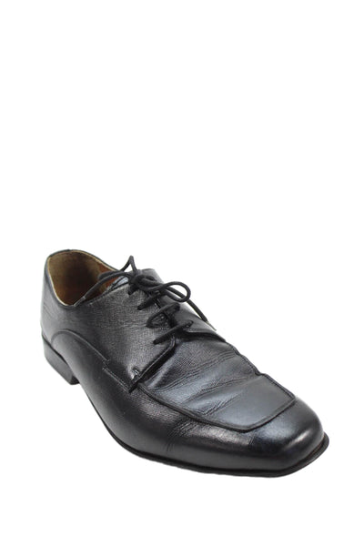 Bruno Magli Mens Leather Square Toe Laced Detail Dress Shoes Black Size 8