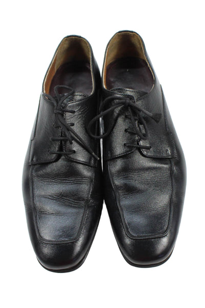 Bruno Magli Mens Leather Square Toe Laced Detail Dress Shoes Black Size 8