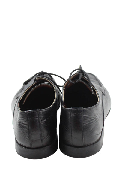 Bruno Magli Mens Leather Square Toe Laced Detail Dress Shoes Black Size 8