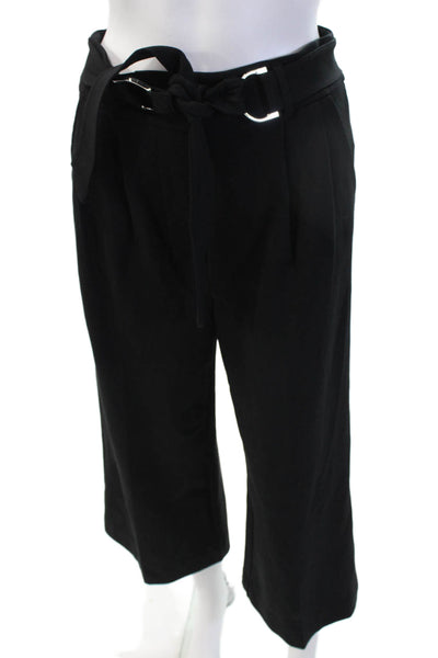 Lauren Ralph Lauren Womens Cropped Paperbag Pants Black Buckle Size S