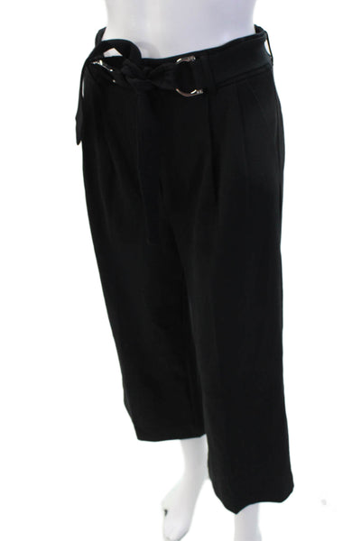 Lauren Ralph Lauren Womens Cropped Paperbag Pants Black Buckle Size S