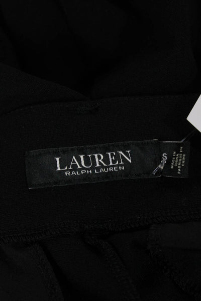 Lauren Ralph Lauren Womens Cropped Paperbag Pants Black Buckle Size S