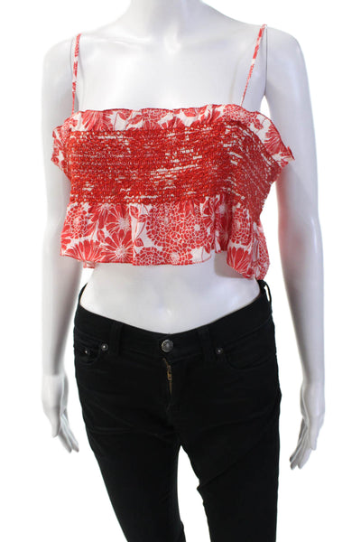 Lisa Marie Fernandez Womens Red Floral Linen Cropped Camisole Size 0