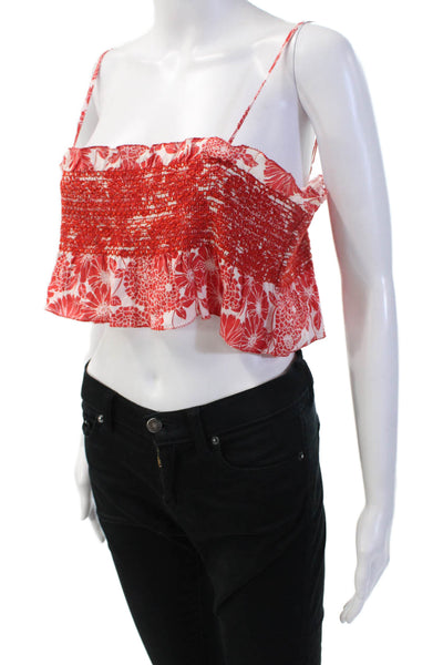 Lisa Marie Fernandez Womens Red Floral Linen Cropped Camisole Size 0
