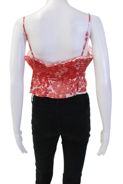 Lisa Marie Fernandez Womens Red Floral Linen Cropped Camisole Size 0