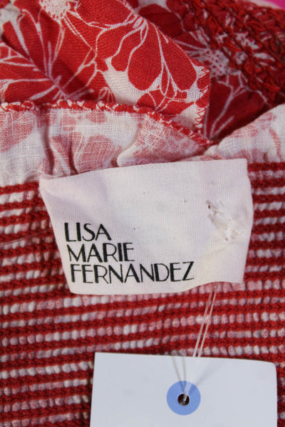 Lisa Marie Fernandez Womens Red Floral Linen Cropped Camisole Size 0