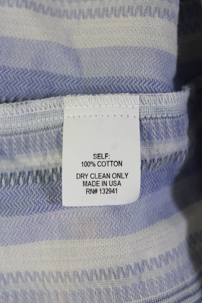 Amanda Uprichard Women Bohemian Striped Blue Cotton Long Sleeve Blouse Size PP