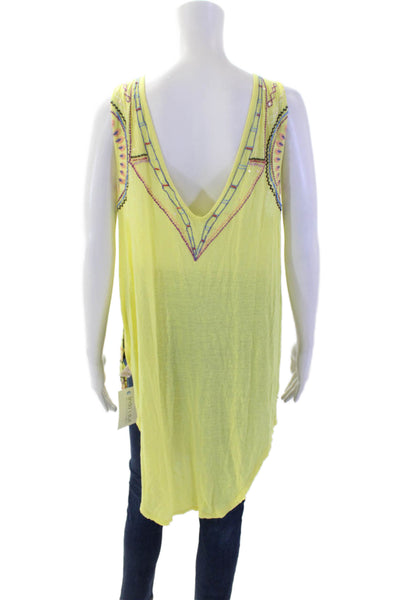 Free People Womens Tunic Tank Yellow Geometric Sleeveless Size S