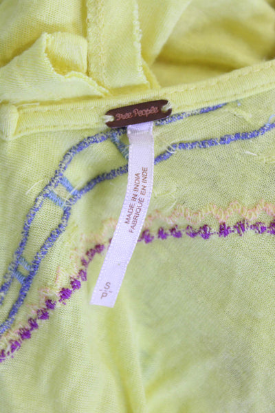 Free People Womens Tunic Tank Yellow Geometric Sleeveless Size S