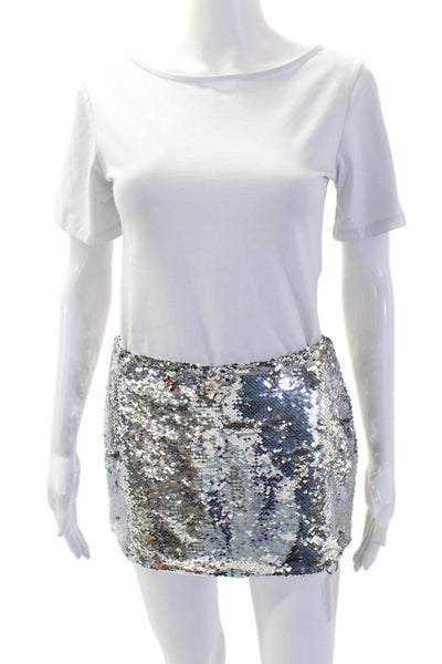 Superdown Women Mini Straight Pencil Skirt Gray 100% Polyester Size XS