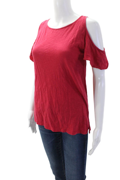 Loft Women Basic Red Cotton Sleeveless Round Neck T-Shirt Size XS