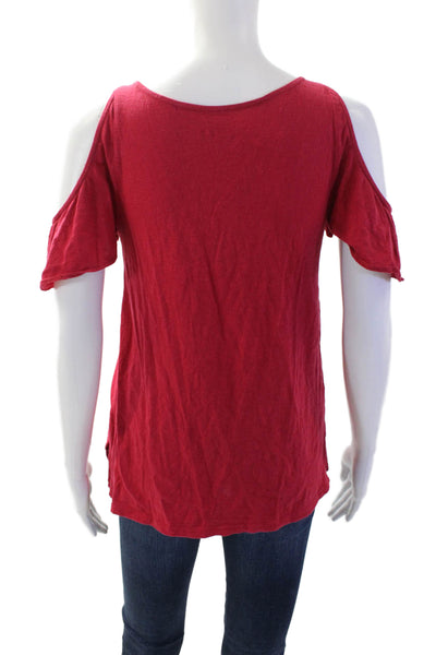 Loft Women Basic Red Cotton Sleeveless Round Neck T-Shirt Size XS
