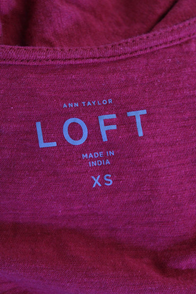 Loft Women Basic Red Cotton Sleeveless Round Neck T-Shirt Size XS