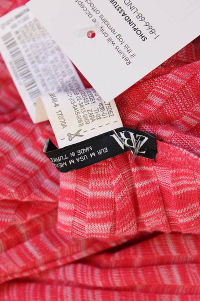 Zara Womens Pink Striped Cotton Polyester Leggings Size M