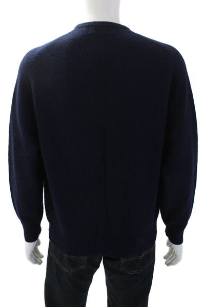 Lauren Ralph Lauren Mens V-Neck Pullover Sweater Dark Blue Lambswool Size M