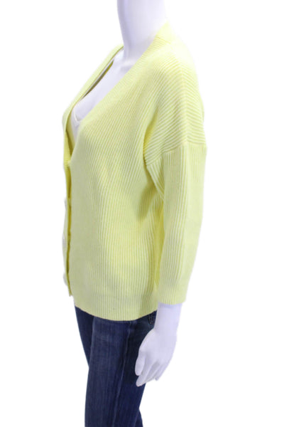 Olivia Rubin Women Cardigan Yellow V-Neck 3/4 Sleeve Button Size XS