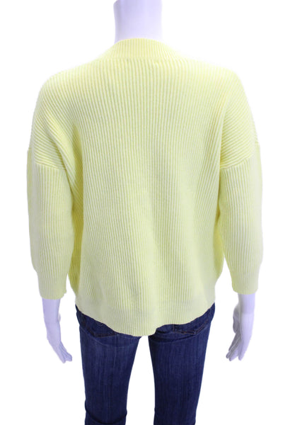 Olivia Rubin Women Cardigan Yellow V-Neck 3/4 Sleeve Button Size XS