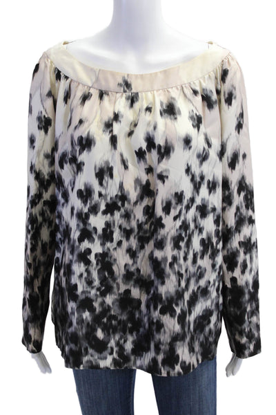 Giambattista Valli Women Beige Silk Floral Tunic Long Sleeve Size XS